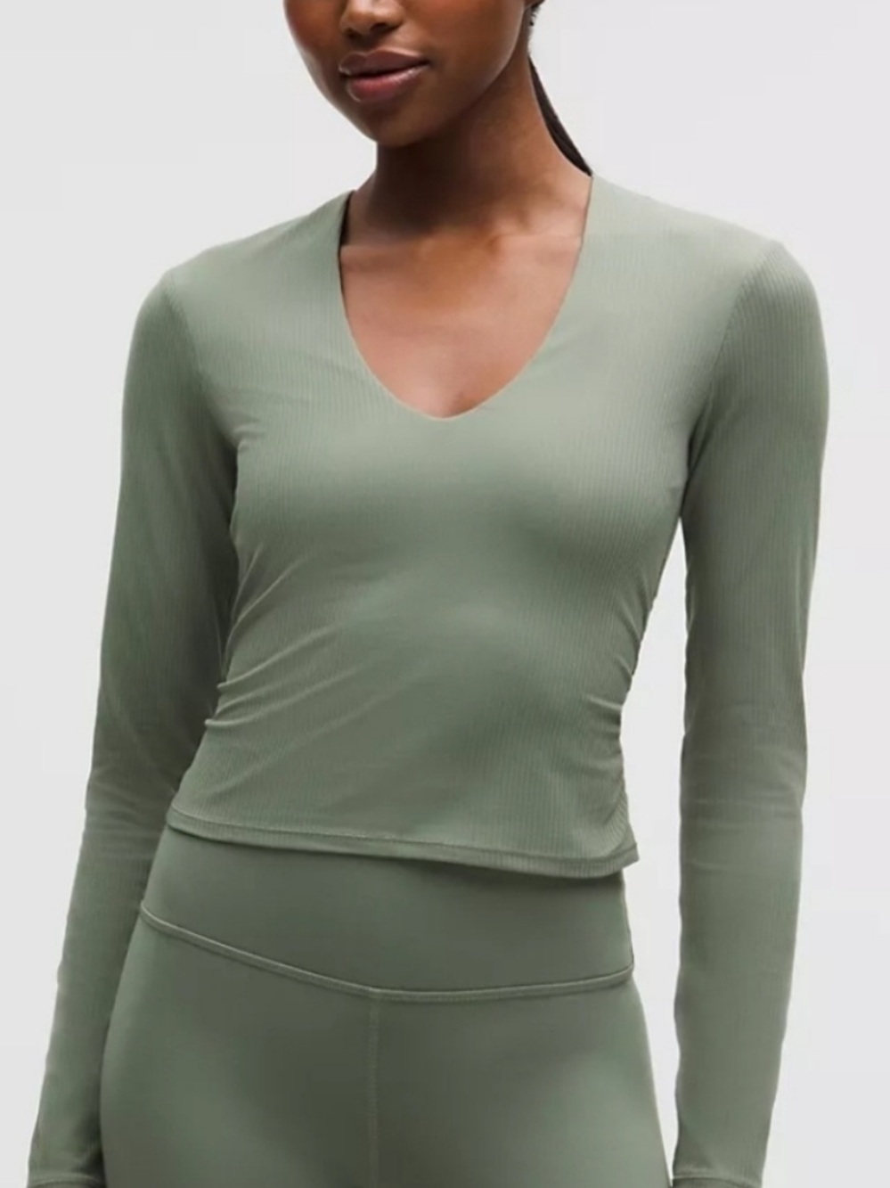 Lululemon All It Takes Ribbed Nulu V-Neck Long-Sleeve Shirt in Palm Deco